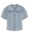 Calvin Klein Clavin Klein Big Girls Frayed Denim Shirt In Blue