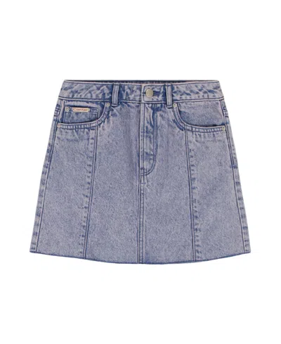 Calvin Klein Kids' Clavin Klein Big Girls Overdyed Denim Mini Skirt In Blue