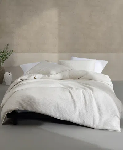 CALVIN KLEIN CLOSEOUT! CALVIN KLEIN MODERN COTTON RIBBED MATELASSE MELANGE TENCEL JERSEY 3 PIECE DUVET COVER SET,