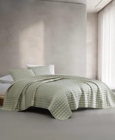 Calvin Klein Closeout!  Tencel Solid Reversible 3-pc. Quilt Set, Queen In Absinthe Green