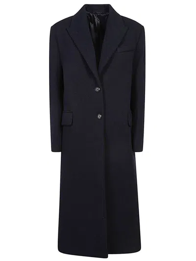 Calvin Klein Tailored Long Coat With Classic Notch Lapel And Silhouette In Black