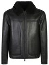 Calvin Klein Leather Pilot Leather Jacket In Black