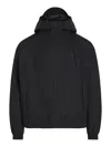 Calvin Klein Waterproof Black Drawstring Hood Jacket With Multiple Pockets In Nero Scuri