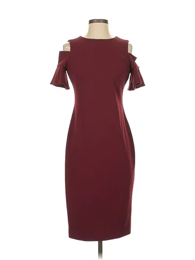 Pre-owned Calvin Klein Cocktail Dress In Burgundy