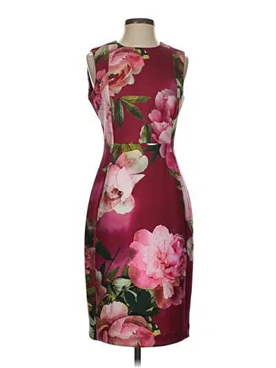 Pre-owned Calvin Klein Cocktail Dress In Burgundy