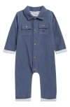 Calvin Klein Collared Corduroy Romper In Blue