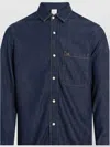 Calvin Klein Collared Shirt With Pocket And Long Sleeves In Blue