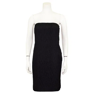 Pre-owned Calvin Klein Collection 1990s  Strapless Black Blistered Silk Dress