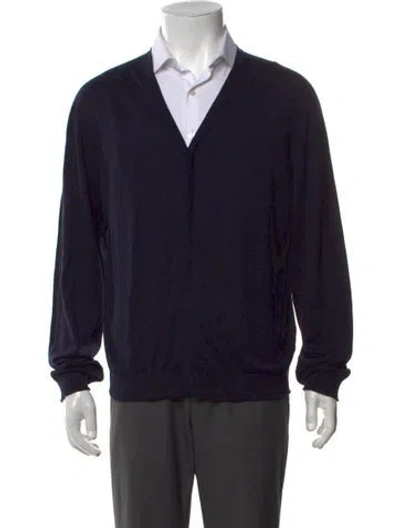 Pre-owned Calvin Klein Collection 2000's V-neck Cardigan In Blue