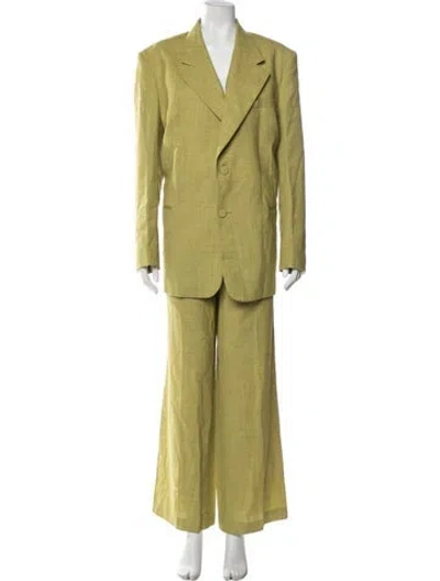 Pre-owned Calvin Klein Collection 2025 Linen Pantsuit In Green