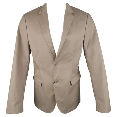 Pre-owned Calvin Klein Collection 38 Taupe Cotton Blend Notch Lapel Sport Coat Jacket In Brown