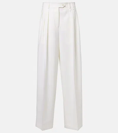 Calvin Klein Collection Alexandra Pleated Wool Wide-leg Pants In White