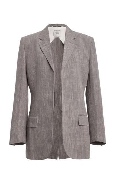Calvin Klein Collection Amaya Tailored Linen-blend Blazer In Gray