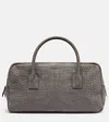 Calvin Klein Collection America Medium Leather Tote Bag In Gray