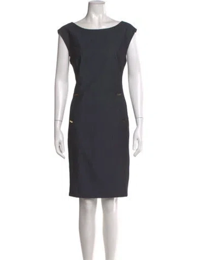 Pre-owned Calvin Klein Collection Bateau Neckline Knee-length Dress In Gray
