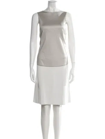 Pre-owned Calvin Klein Collection Bateau Neckline Knee-length Dress In Gray