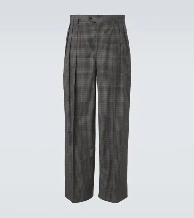 Calvin Klein Collection Baxter Checked Pleated Cotton Straight Pants In Gray
