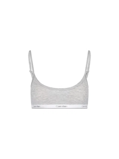 Calvin Klein Collection Bralette Logo In Gray