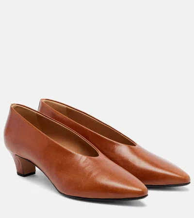 Calvin Klein Collection Bri Leather Pumps In Brown