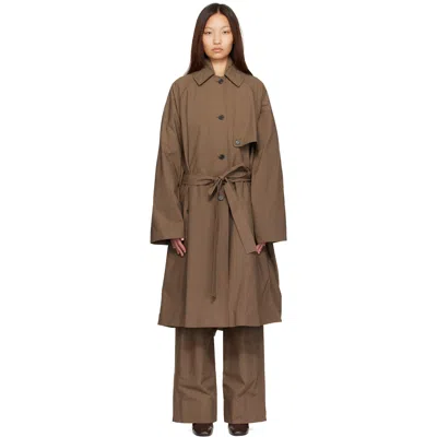 Calvin Klein Collection Brown Zeland Trench Coat In Gray