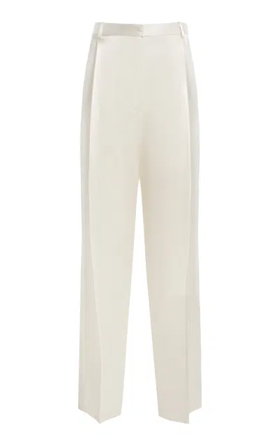 Calvin Klein Collection Cali Mid-rise Linen-blend Wide-leg Pants In White