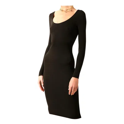 Pre-owned Calvin Klein Collection Calvin Klein Black Stretch Scoop Neck Backless Body Con Midi Length Dress Us 2