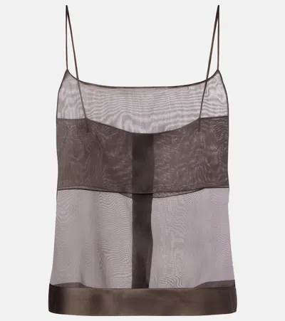 Calvin Klein Collection Carmen Sheer Silk Camisole In Brown