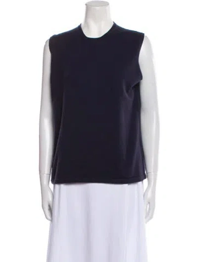 Pre-owned Calvin Klein Collection Cashmere Crew Neck Sweater In Blue