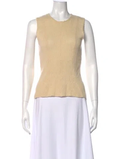 Pre-owned Calvin Klein Collection Cashmere Crew Neck Sweater In Yellow