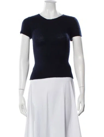 Pre-owned Calvin Klein Collection Cashmere Crew Neck Top In Blue/white