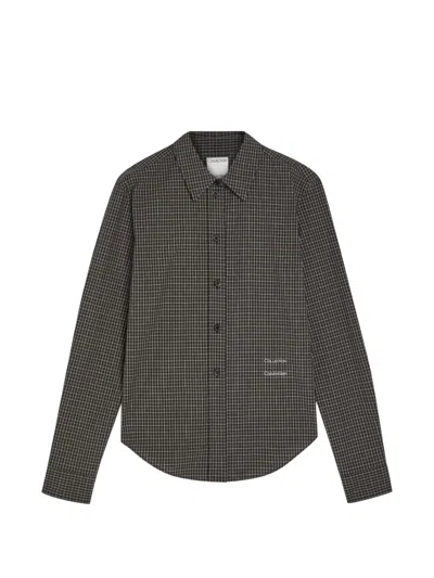 Calvin Klein Collection Check-print Logo-embroidered Shirt In Multi
