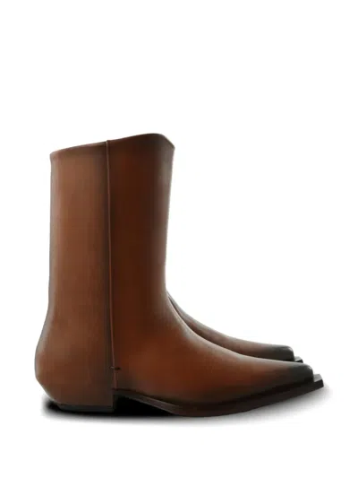 Calvin Klein Collection Cheer Pointed-toe Boots In Brown
