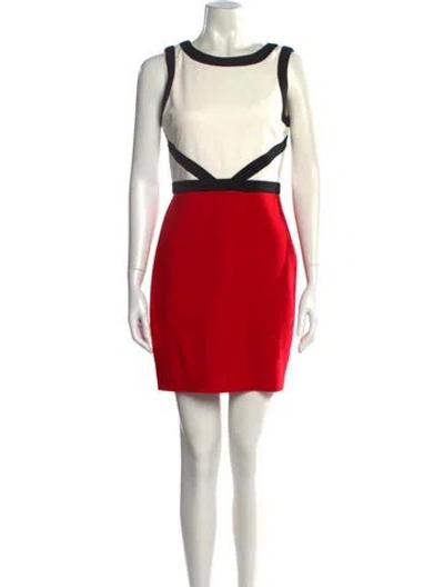 Pre-owned Calvin Klein Collection Colorblock Pattern Mini Dress In Red