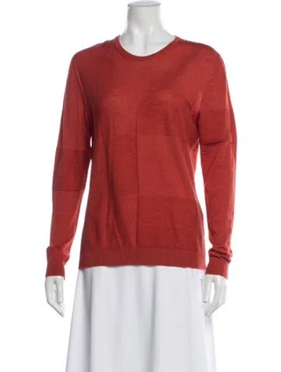 Pre-owned Calvin Klein Collection Crew Neck Long Sleeve Top In Orange