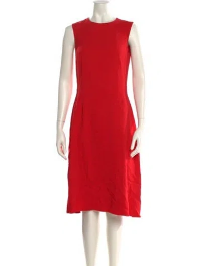 Pre-owned Calvin Klein Collection Crew Neck Midi Length Dress In Red