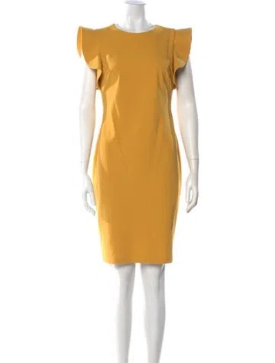 Pre-owned Calvin Klein Collection Crew Neck Mini Dress W/ Tags In Yellow