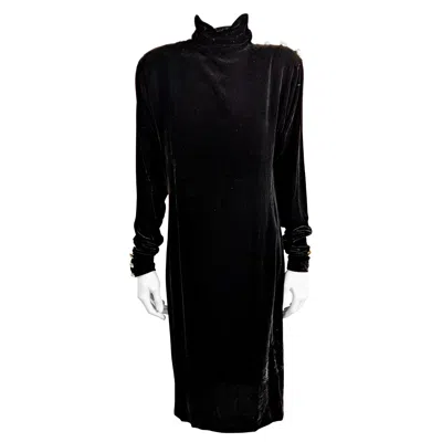 Pre-owned Calvin Klein Collection Diamonte Velvet Sheath In Black