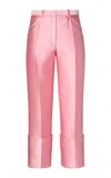 Calvin Klein Collection Eva Cuffed Satin Trousers In Pink
