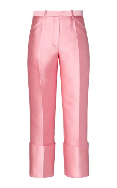 Calvin Klein Collection Eva Cuffed Satin Trousers In Pink