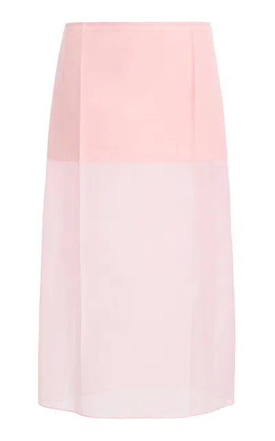 Calvin Klein Collection Faustine Layered Silk Midi Skirt In Pink