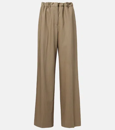Calvin Klein Collection Fernanda Wool-blend Wide-leg Pants In Brown
