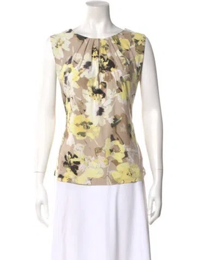 Pre-owned Calvin Klein Collection Floral Print Crew Neck Top In Multi