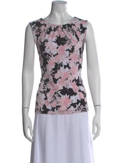 Pre-owned Calvin Klein Collection Floral Print Crew Neck Top In Multi