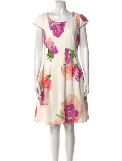 Pre-owned Calvin Klein Collection Floral Print Knee-length Dress In Multi