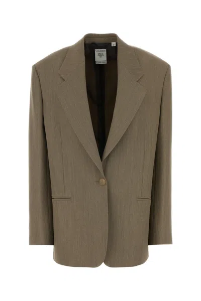 Calvin Klein Collection Cappuccino Wool Blend Avery Blazer In Green