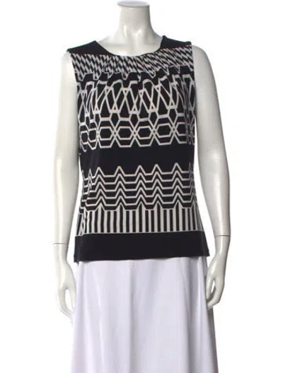 Pre-owned Calvin Klein Collection Graphic Print Crew Neck Top In Black