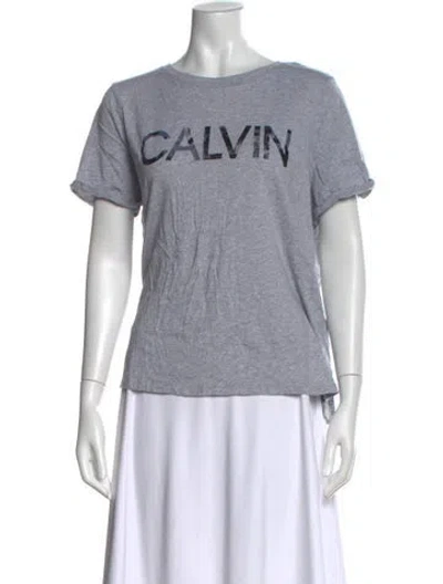 Pre-owned Calvin Klein Collection Graphic Print Crew Neck T-shirt In Black