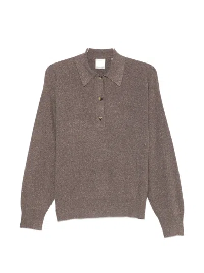 Calvin Klein Collection Helga Long-sleeve Polo Top In Brown