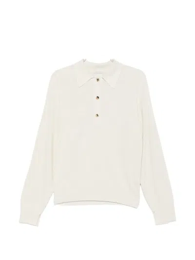 Calvin Klein Collection Helga Long-sleeve Polo Top In White
