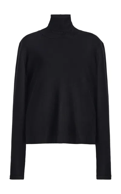 Calvin Klein Collection Irene Turtleneck Silk Sweater In Black